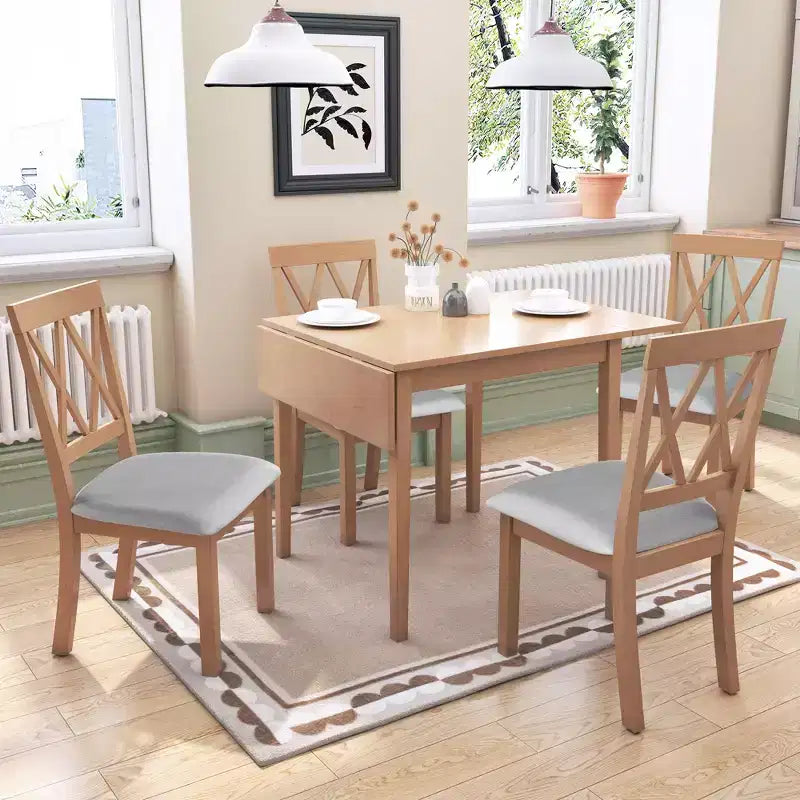 Ensemble table à manger pliable avec 4 chaises rembourrées, design extensible, pour salles à manger compactes