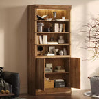 GDFStudio Lancelot - Bibliothèque haute de 212 cm style ferme avec 2 portes