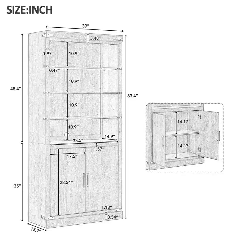 GDFStudio Lancelot - Bibliothèque haute de 212 cm style ferme avec 2 portes