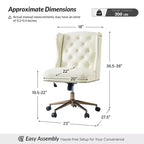 Chaise de bureau Hazel traditionnelle en similicuir avec accoudoirs et dossier à oreilles, capitonnée | ARTFUL LIVING DESIGNS-CAMEL