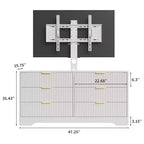 Meuble TV en bois avec support, centre de divertissement avec 6 tiroirs en tissu, console média d'angle pour téléviseurs de 32 à 85 pouces
