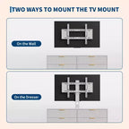 Meuble TV en bois avec support, centre de divertissement avec 6 tiroirs en tissu, console média d'angle pour téléviseurs de 32 à 85 pouces