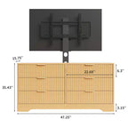 Meuble TV en bois avec support, centre de divertissement avec 6 tiroirs en tissu, console média d'angle pour téléviseurs de 32 à 85 pouces