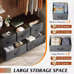 Commode en Tissu à 5 Tiroirs avec Cadre Métallique, Unité de Rangement Large de 100 cm pour Chambre, Placard, Salon, Couloir