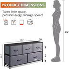 Commode en Tissu à 5 Tiroirs avec Cadre Métallique, Unité de Rangement Large de 100 cm pour Chambre, Placard, Salon, Couloir