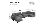 Canapé d'angle en chenille Whisen et ensemble de canapés douillets Cloud avec table escamotable, porte-gobelets et accoudoir de rangement