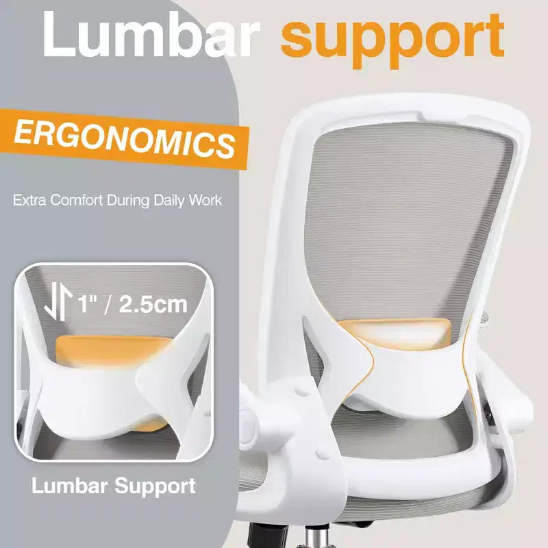 Chaise de bureau ergonomique KERDOM, Chaise d'ordinateur en maille, avec soutien lombaire, accoudoirs rotatifs et réversibles, réglable en hauteur