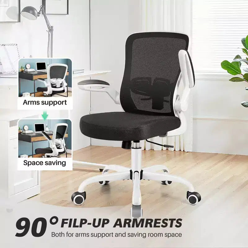 Chaise de bureau ergonomique KERDOM, Chaise d'ordinateur en maille, avec soutien lombaire, accoudoirs rotatifs et réversibles, réglable en hauteur
