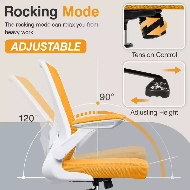 Chaise de bureau ergonomique KERDOM, Chaise d'ordinateur en maille, avec soutien lombaire, accoudoirs rotatifs et réversibles, réglable en hauteur