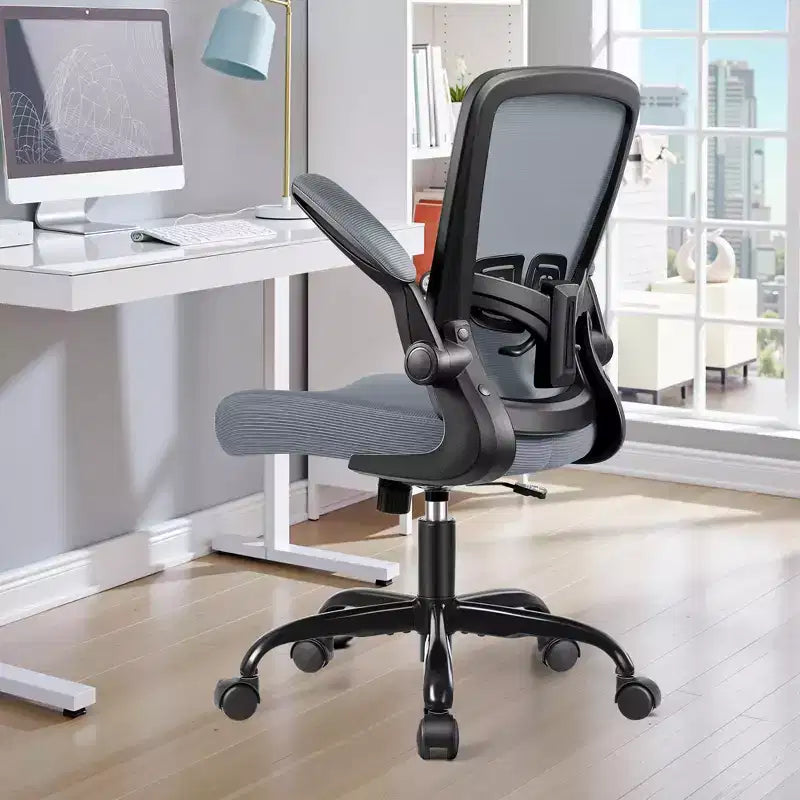 Chaise de bureau ergonomique KERDOM, Chaise d'ordinateur en maille, avec soutien lombaire, accoudoirs rotatifs et réversibles, réglable en hauteur