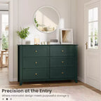 Commode de chambre à 6 tiroirs, commode moderne en MDF avec rangement profond et poignées en métal pour couloir et entrée