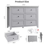 Commode de chambre à 6 tiroirs, commode moderne en MDF avec rangement profond et poignées en métal pour couloir et entrée