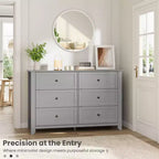 Commode de chambre à 6 tiroirs, commode moderne en MDF avec rangement profond et poignées en métal pour couloir et entrée