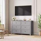 Commode de chambre à 6 tiroirs, commode moderne en MDF avec rangement profond et poignées en métal pour couloir et entrée