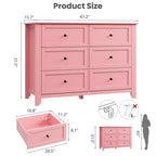 Commode de chambre à 6 tiroirs, commode moderne en MDF avec rangement profond et poignées en métal pour couloir et entrée