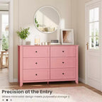 Commode de chambre à 6 tiroirs, commode moderne en MDF avec rangement profond et poignées en métal pour couloir et entrée