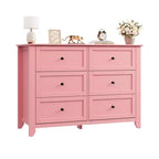 Commode de chambre à 6 tiroirs, commode moderne en MDF avec rangement profond et poignées en métal pour couloir et entrée