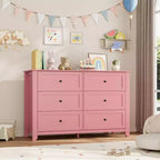 Commode de chambre à 6 tiroirs, commode moderne en MDF avec rangement profond et poignées en métal pour couloir et entrée