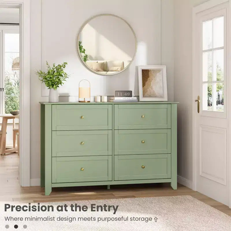 Commode de chambre à 6 tiroirs, commode moderne en MDF avec rangement profond et poignées en métal pour couloir et entrée