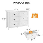 Commode de chambre à 6 tiroirs, commode moderne en MDF avec rangement profond et poignées en métal pour couloir et entrée