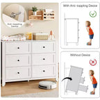 Commode de chambre à 6 tiroirs, commode moderne en MDF avec rangement profond et poignées en métal pour couloir et entrée