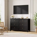 Commode de chambre à 6 tiroirs, commode moderne en MDF avec rangement profond et poignées en métal pour couloir et entrée