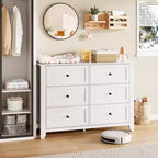 Commode de chambre à 6 tiroirs, commode moderne en MDF avec rangement profond et poignées en métal pour couloir et entrée