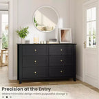 Commode de chambre à 6 tiroirs, commode moderne en MDF avec rangement profond et poignées en métal pour couloir et entrée