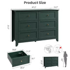 Commode de chambre à 6 tiroirs, commode moderne en MDF avec rangement profond et poignées en métal pour couloir et entrée