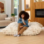 Raven-Symon Home Oreiller Saxx LoungePuff, Oreiller de Sol Géant et Chaise Longue en Fausse Fourrure