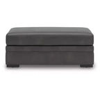 Signature Design by Ashley Brickett Grand pouf d'appoint, revêtement en faux cuir ultra doux, gris ombre