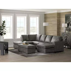 Signature Design by Ashley Brickett Grand pouf d'appoint, revêtement en faux cuir ultra doux, gris ombre