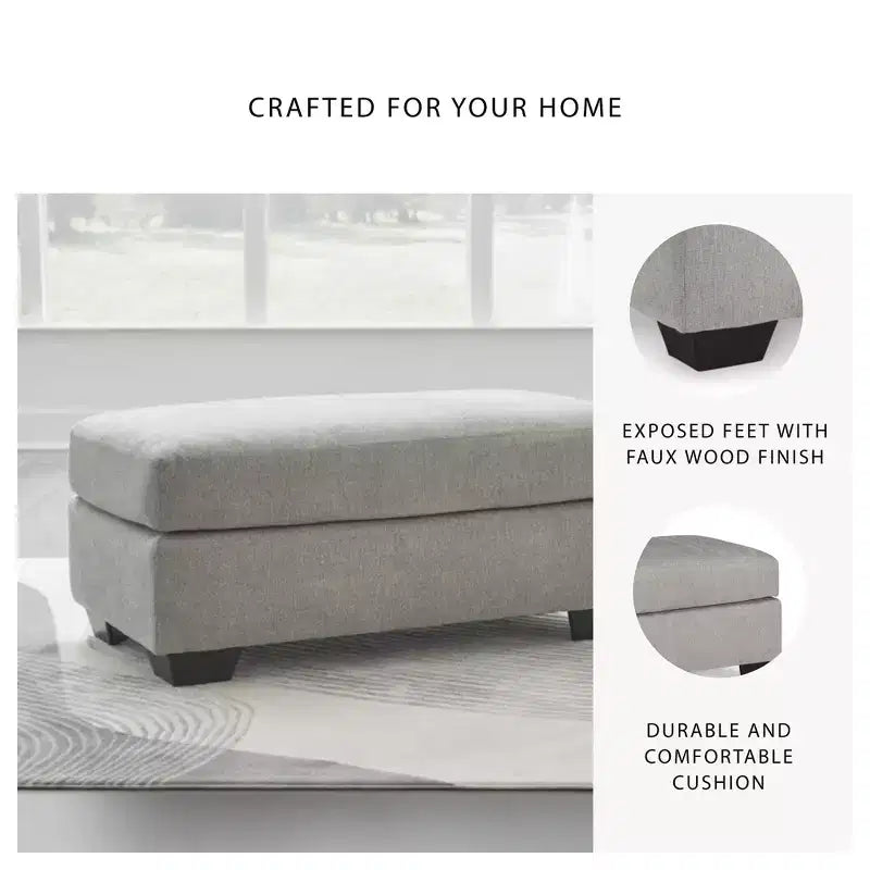 Pouf Avenal Park de Signature Design by Ashley, revêtement en polyester texturé, gris flanelle