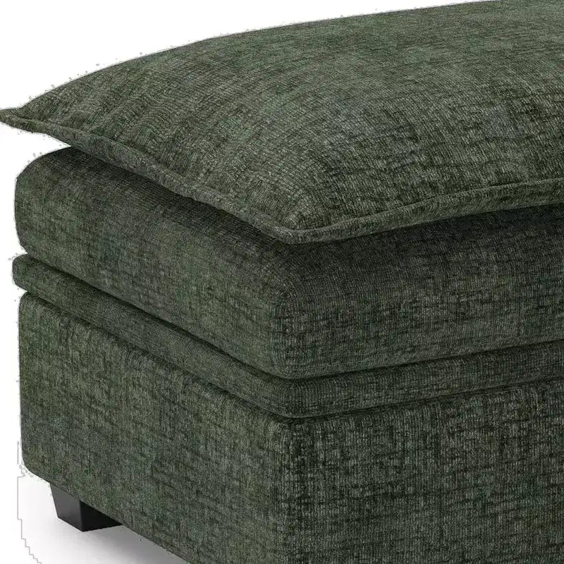 Ottoman de rangement en chenille noire 30 pouces