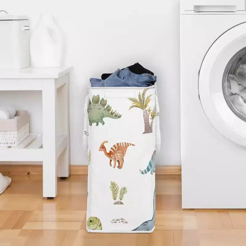 Sweet Jojo Designs Panier à linge pliable pour garçon avec poignées Motif dinosaure aquarelle multicolore