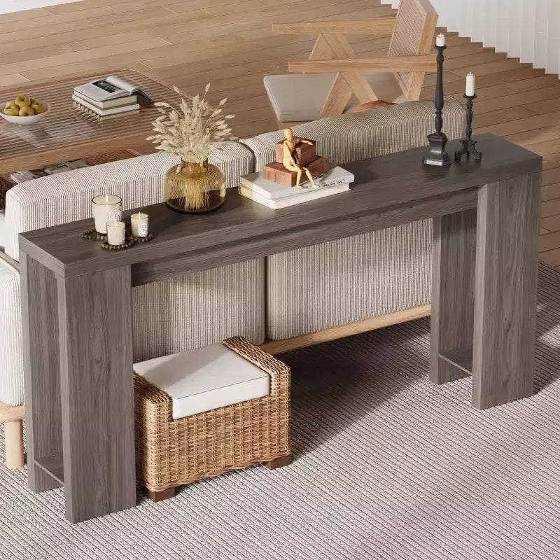 Table d'appoint de salon de 70,9 pouces, une table de console longue et étroite de style campagnard, adaptée aux entrées, couloirs, facile à assembler.