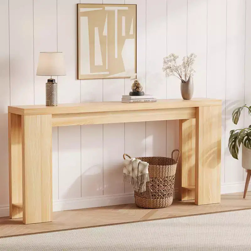 Table d'appoint de salon de 70,9 pouces, une table de console longue et étroite de style campagnard, adaptée aux entrées, couloirs, facile à assembler.