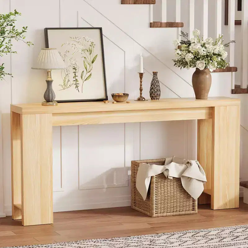 Table d'appoint de salon de 70,9 pouces, une table de console longue et étroite de style campagnard, adaptée aux entrées, couloirs, facile à assembler.