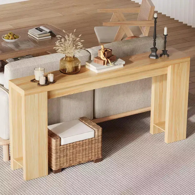 Table d'appoint de salon de 70,9 pouces, une table de console longue et étroite de style campagnard, adaptée aux entrées, couloirs, facile à assembler.
