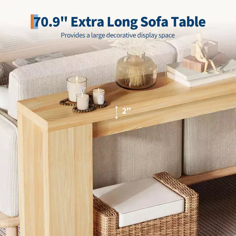 Table d'appoint de salon de 70,9 pouces, une table de console longue et étroite de style campagnard, adaptée aux entrées, couloirs, facile à assembler.