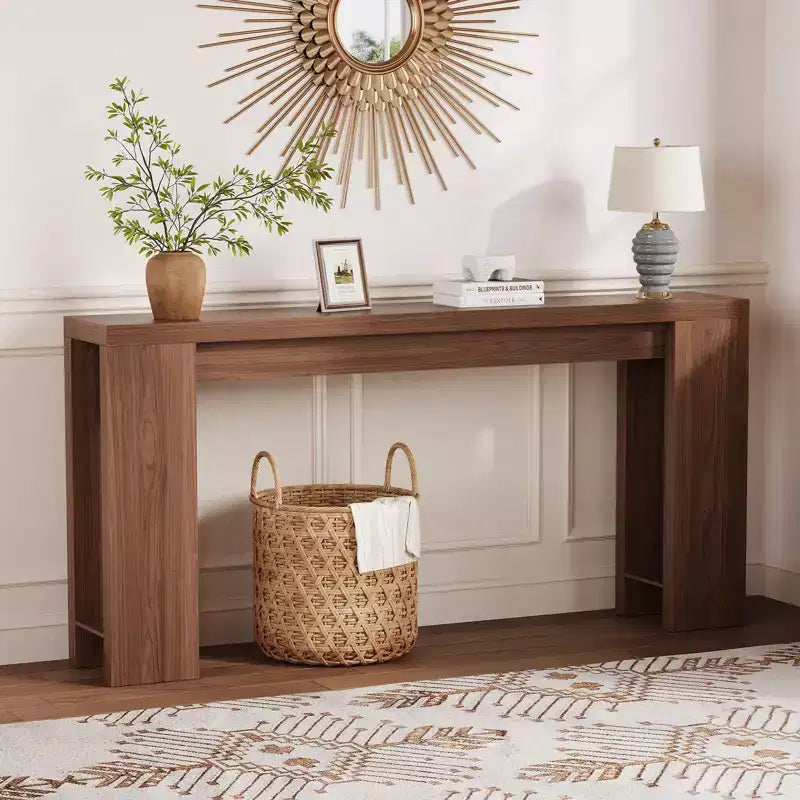 Table d'appoint de salon de 70,9 pouces, une table de console longue et étroite de style campagnard, adaptée aux entrées, couloirs, facile à assembler.