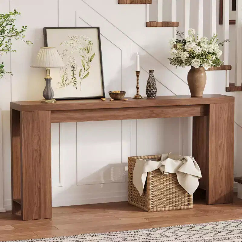 Table d'appoint de salon de 70,9 pouces, une table de console longue et étroite de style campagnard, adaptée aux entrées, couloirs, facile à assembler.