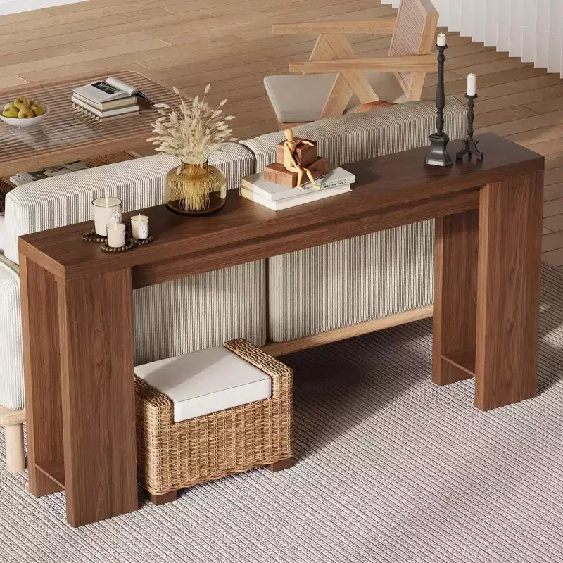 Table d'appoint de salon de 70,9 pouces, une table de console longue et étroite de style campagnard, adaptée aux entrées, couloirs, facile à assembler.