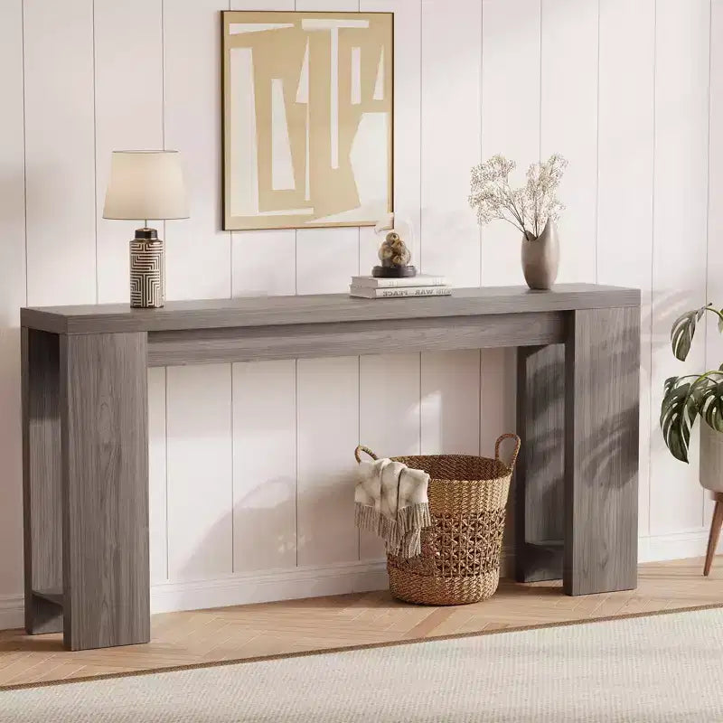 Table d'appoint de salon de 70,9 pouces, une table de console longue et étroite de style campagnard, adaptée aux entrées, couloirs, facile à assembler.