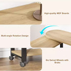 Table d'appoint pivotante à 360° pour canapé, table basse mobile à 2 niveaux, poche de rangement supplémentaire, 6 roulettes pivotantes verrouillables, polyvalente pour salon, chambre à coucher