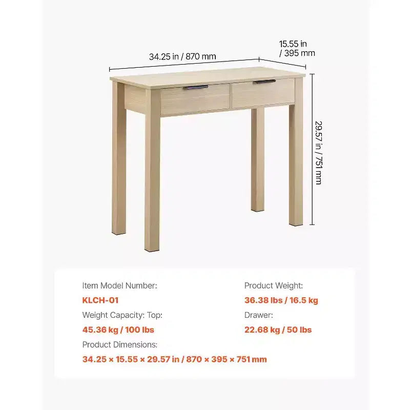 Bureau d'étude pour enfants avec deux tiroirs pour chambre à coucher Aspect bois compact