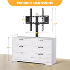 Meuble TV avec support et 6 tiroirs de rangement pour téléviseurs de 32/45/55/65/75/80 pouces, centre de divertissement noir pour chambre à coucher, salon, tables de console multimédia en bois