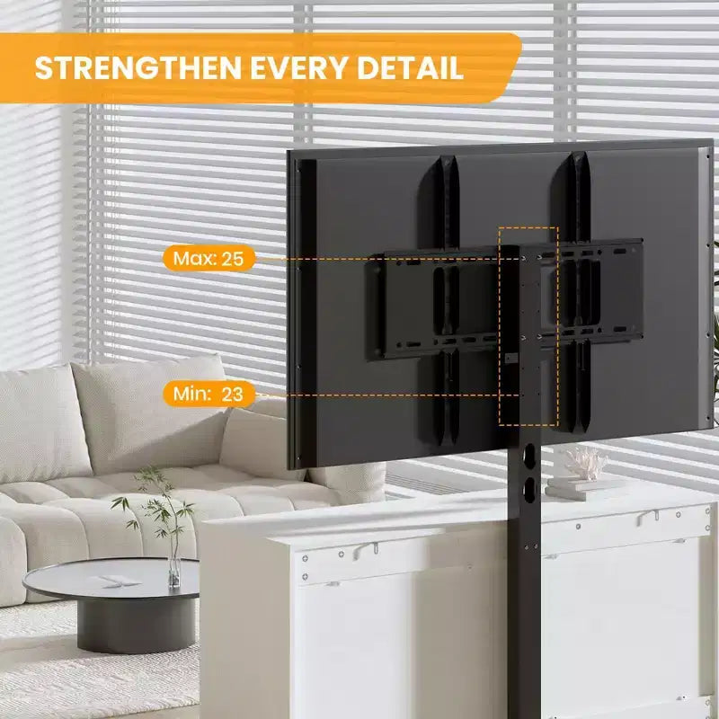 Meuble TV avec support et 6 tiroirs de rangement pour téléviseurs de 32/45/55/65/75/80 pouces, centre de divertissement noir pour chambre à coucher, salon, tables de console multimédia en bois