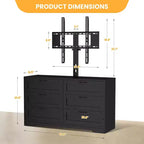 Meuble TV avec support et 6 tiroirs de rangement pour téléviseurs de 32/45/55/65/75/80 pouces, centre de divertissement noir pour chambre à coucher, salon, tables de console multimédia en bois