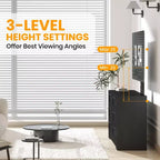 Meuble TV avec support et 6 tiroirs de rangement pour téléviseurs de 32/45/55/65/75/80 pouces, centre de divertissement noir pour chambre à coucher, salon, tables de console multimédia en bois
